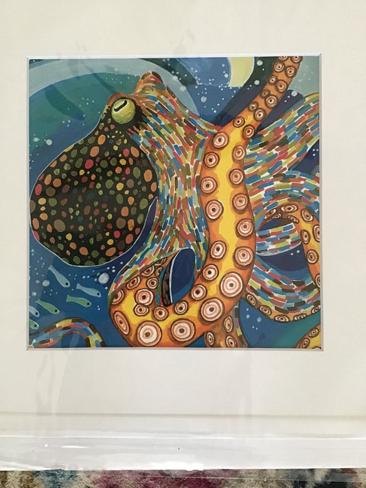 Colorburst octopus print of original artwork