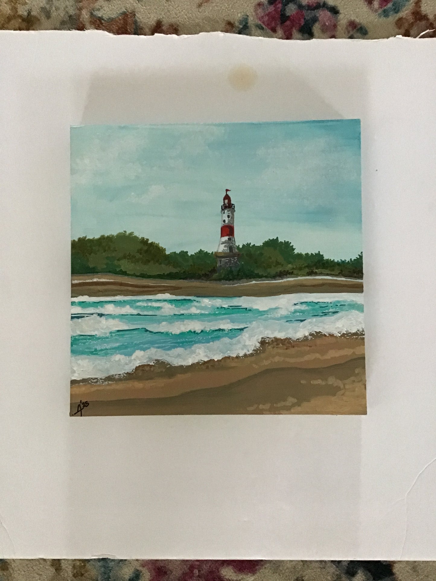 Hand painted beach scene