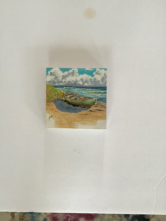 Hand painted beach scene