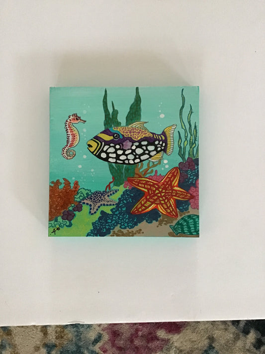 Hand painted tropical scene